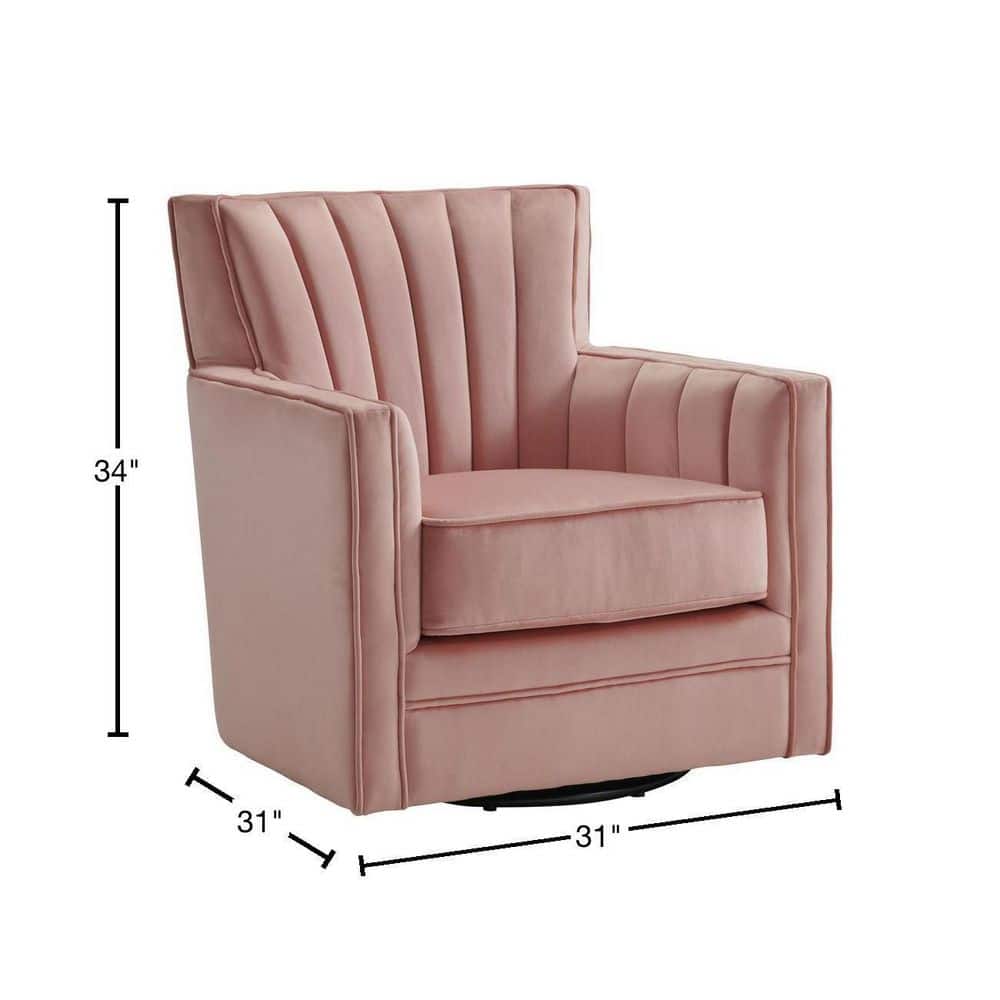 Blush Velvet Contemporary 30" Swivel Accent Chair