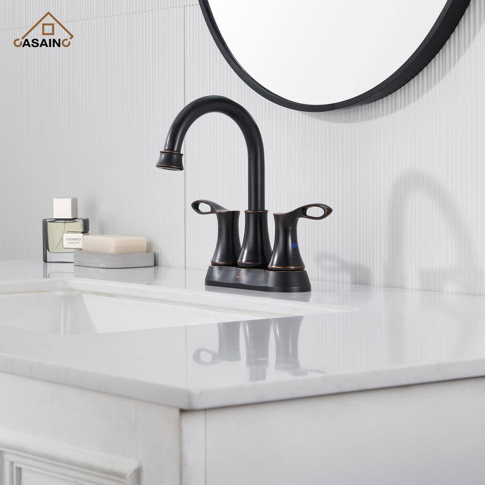 Oil Rubbed Bronze 4-Inch Double Handle Bathroom Faucet Kit