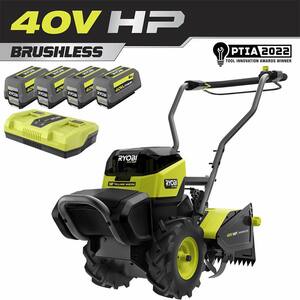 40V HP Brushless 18 in. Battery Powered Rear Tine Tiller with (4) 6.0 Ah Batteries and Charger