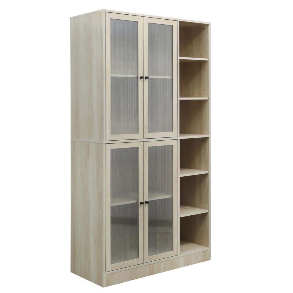 36.22 in. W x 15.75 in. D x 70.87 in. H Brown Linen Cabinet Kitchen Pantry 