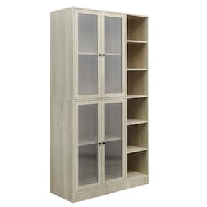 36.22 in. W x 15.75 in. D x 70.87 in. H Brown Linen Cabinet Kitchen Pantry Cabinet with Doors and Adjustable Shelves