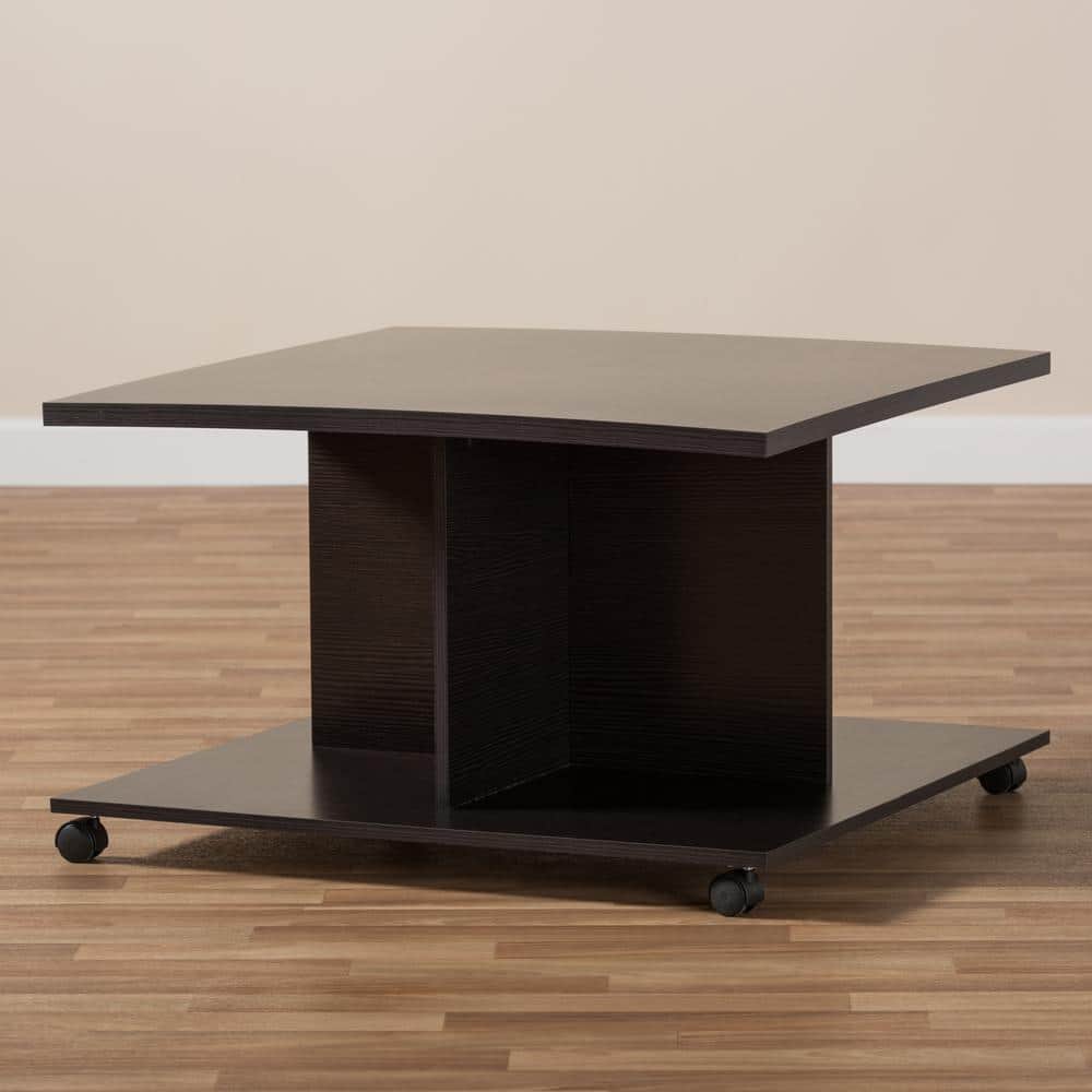 Wenge Brown Square Wood Coffee Table with Storage