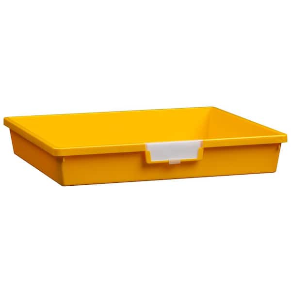 Unbranded 4 Gal. - Tote Tray - Wide Line 3 in. Storage Tray in Primary Yellow