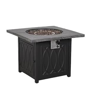 32 in. 50,000 BTU Square Propane Fire Pit Table for Outside Patio, Garden, Backyard, Weather Cover and Lava Rocks