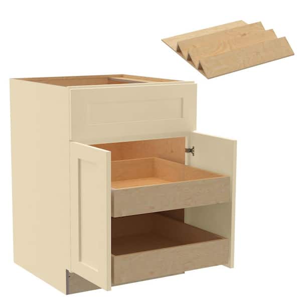 Home Decorators Collection Newport 24 in. W x 24 in. D x 34.5 in. H Assembled Plywood Base Kitchen Cabinet in Blended Cream with 2ROT Spice
