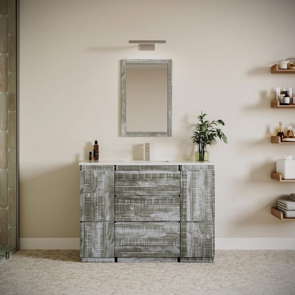 Formosa 48 in. Single Sink Freestanding Sage Gray Bath Vanity with White Quartz Top and Undermount Ceramic Sink