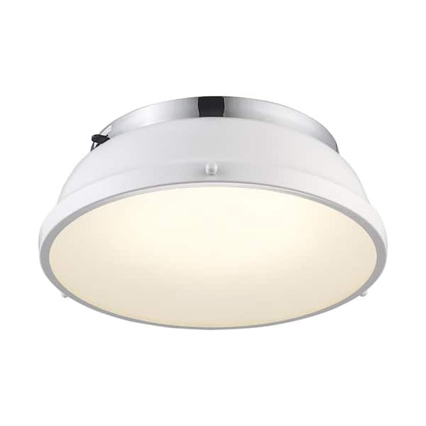 Monteaux Lighting 14 In White And Chrome Color Temperature Selectable Led Dimmable Flush Mount Kitchen Ceiling Light With Glass Diffuser C6181 Cct - Installing Led Lights In Ceiling Costco