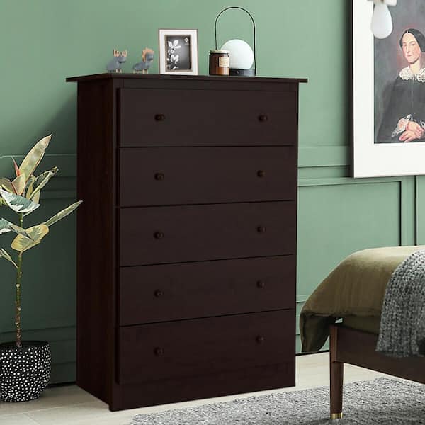 URTR Classic Wood 4-Drawer Storage Cabinet Dresser Storage Tower 4-Tier Storage Shelves with Removable Fabric Storage Box, Brown