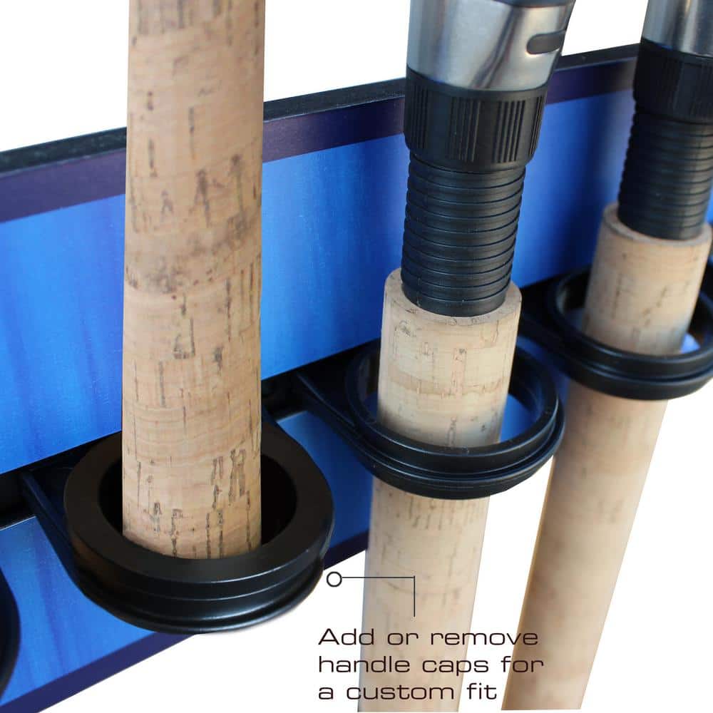 Guy Harvey Blue and Yellow Wall-Mounted Fishing Rod Rack