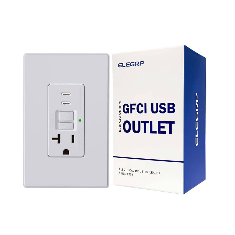 20 Amp Tamper Resistant Self-Test GFCI Outlet, 24-Watt In-Wall USB Charger combo Receptacle, Dual Type C, White 1-Pack price history on PriceWatchPro