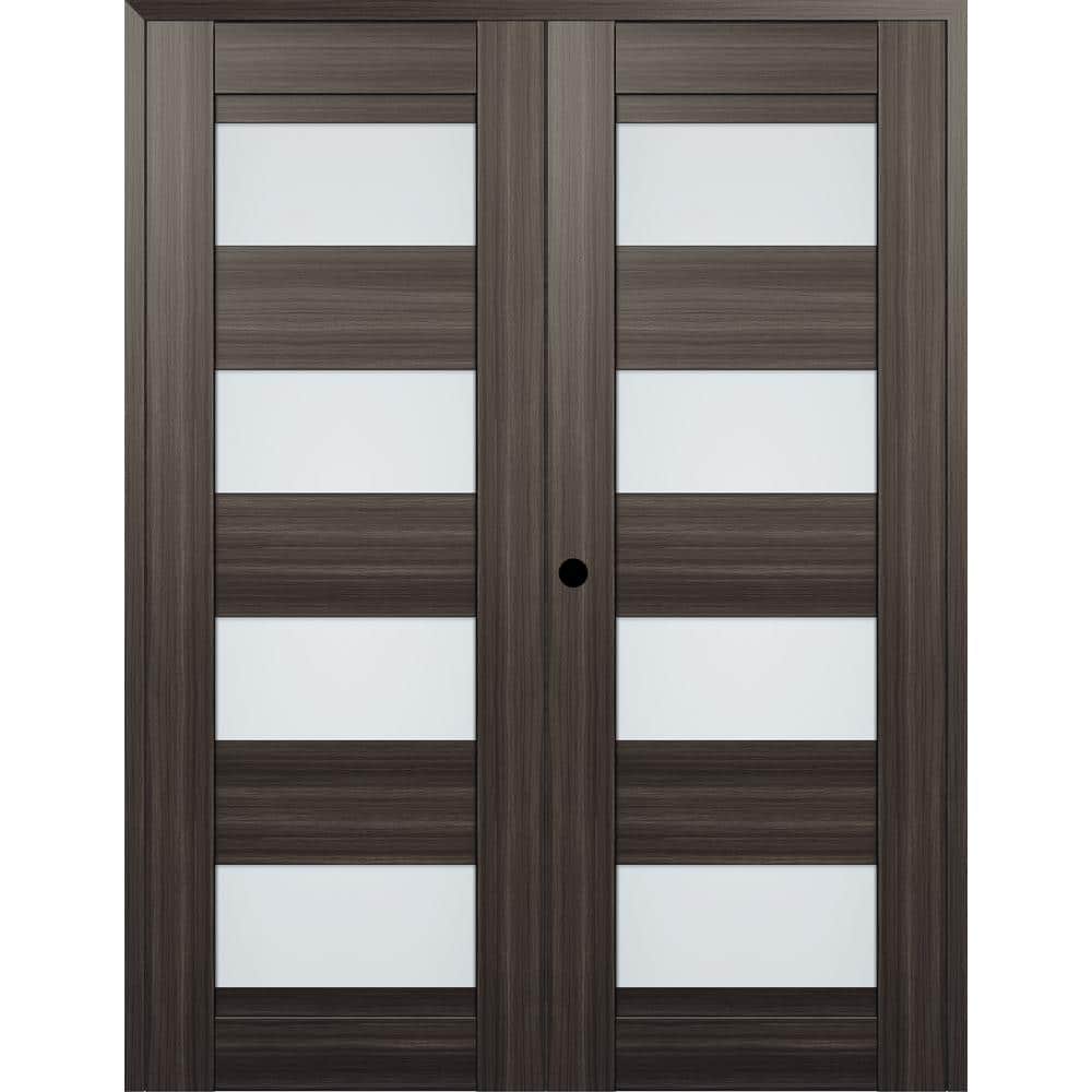 Della 48 in. x 80 in. Right Handed Active 4-Lite Frosted Glass Gray Oak Wood Composite Double Prehung French Door price history on PriceWatchPro