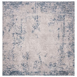 Invista Grey/Ivory 7 ft. x 7 ft. Floral Distressed Gradient Square Area Rug