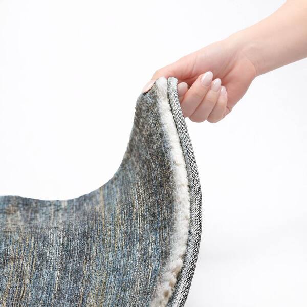 Dream Shag Premium Machine Washable Abstract ADS32 Blue 8 ft. x 8 ft. Round Rug