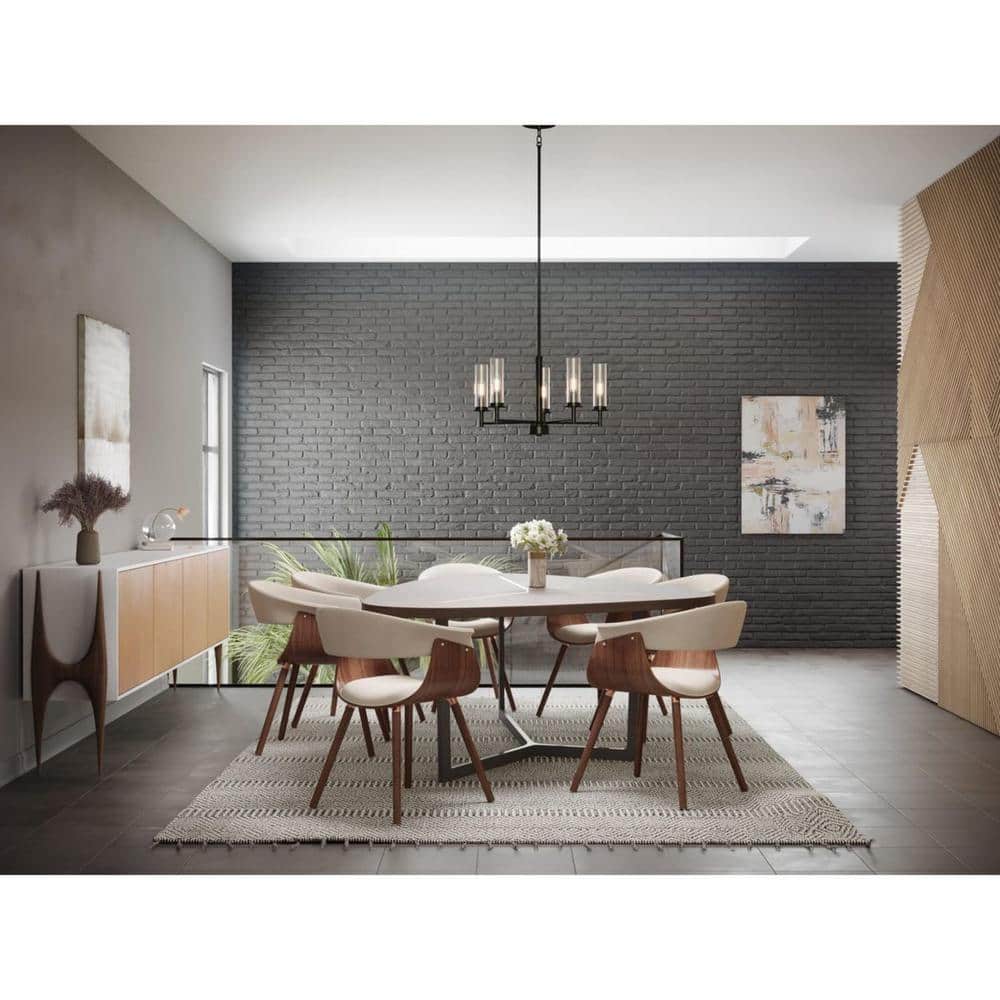 Kellwyn Matte Black 5-Light Chandelier with Clear Glass Shades