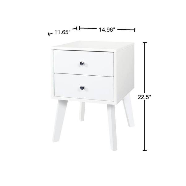 17.7 in White Square Side Table, Small Space End Table, Modern