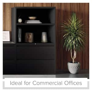 36 in. W 2-Drawer Black Metal Lateral Combo File Cabinet for Home and Office, Letter, Legal and A4 Hanging Folders