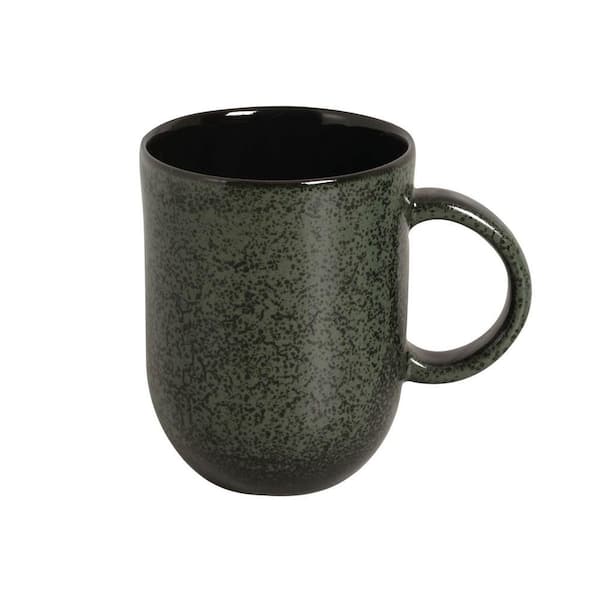 11.16 oz. Greenery Green Stoneware Coup Mug (Set of 4)