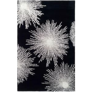 Soho Black/White Wool 4 ft. x 6 ft. Floral Area Rug