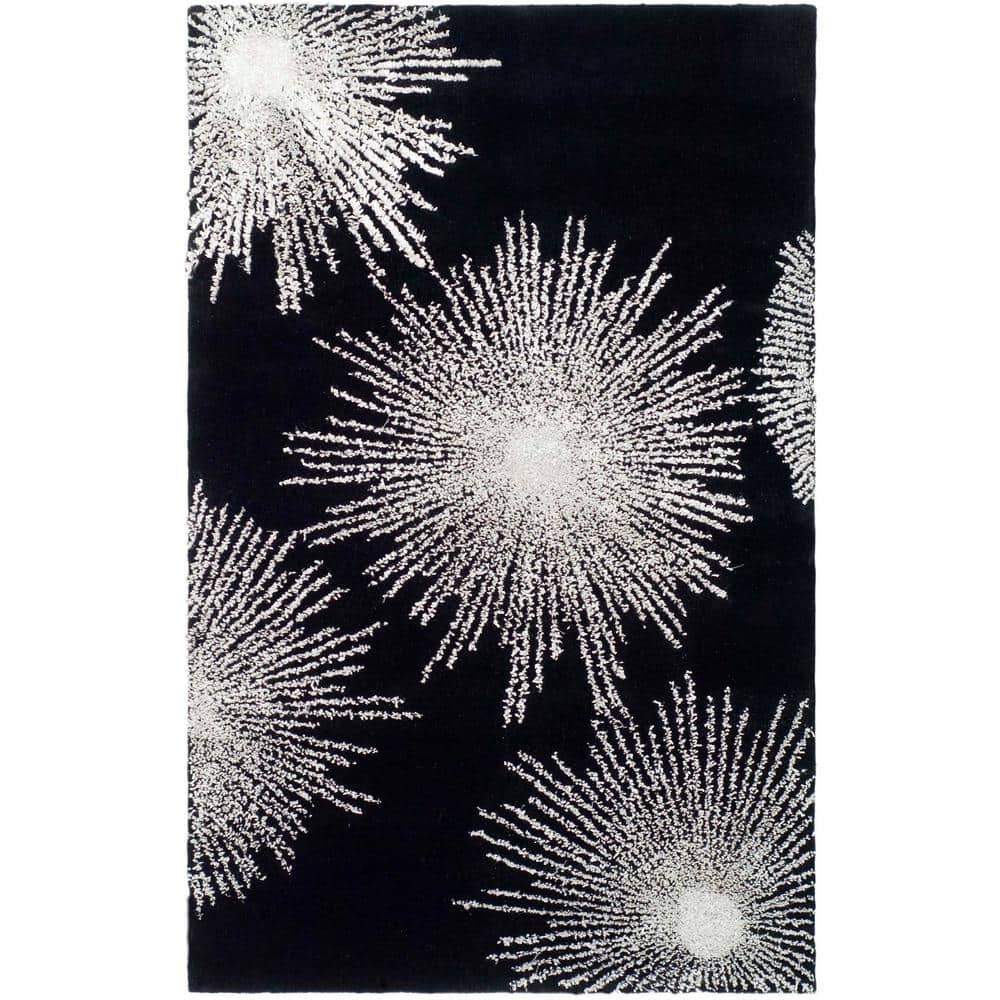 Soho Black/White Wool 5 ft. x 8 ft. Floral Area Rug price history on PriceWatchPro