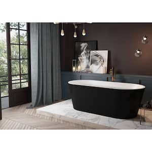 60 in. x 29 in. Acrylic Alcove Freestanding Flatbottom Non-Whirlpool Soaking Bathtub in Matte Black