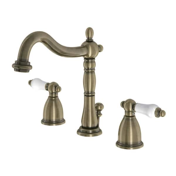Heritage 8 in. Widespread 2-Handle Bathroom Faucet in Antique Brass