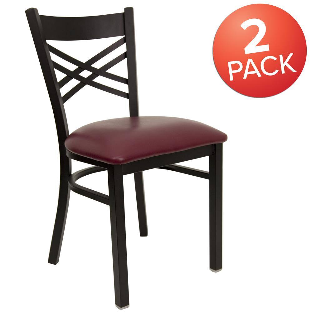 Hercules Series 17'' Red and Black Metal Cross Back Side Chair