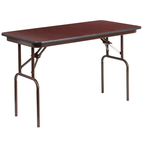 Unbranded 48 in. Mahogany Wood Table top Material Folding Banquet Tables