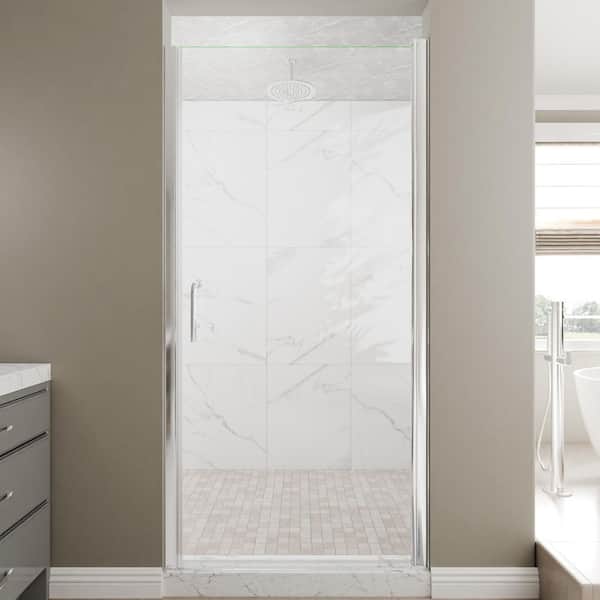 ES-DIY 36-38 in. W x 72 in. H Pivot Frameless Shower Door in Chrome Finish with Clear Glass