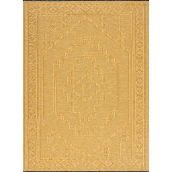 Tayse Rugs Alma Gold 5 ft. x 7 ft. Moroccan Machine Washable Indoor Area Rug