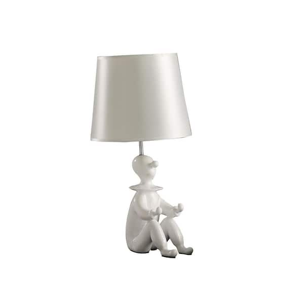 HomeRoots 21.25 in. White Standard Light Bulb Bedside Table Lamp