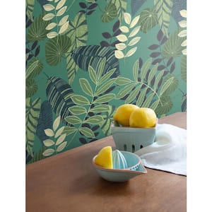 Tropicana Leaves Jade, Rosemary, and Spruce Botanical Paper Strippable Roll (Covers 60.75 sq. ft.)