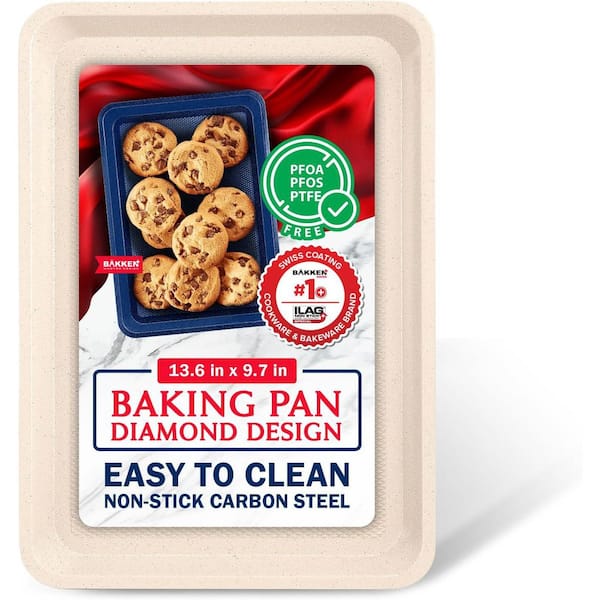 Nonstick White Coating, 13.58 in. x 9.65 in. Commercial Grade Carbon Steel Cookie Sheet, White Marble