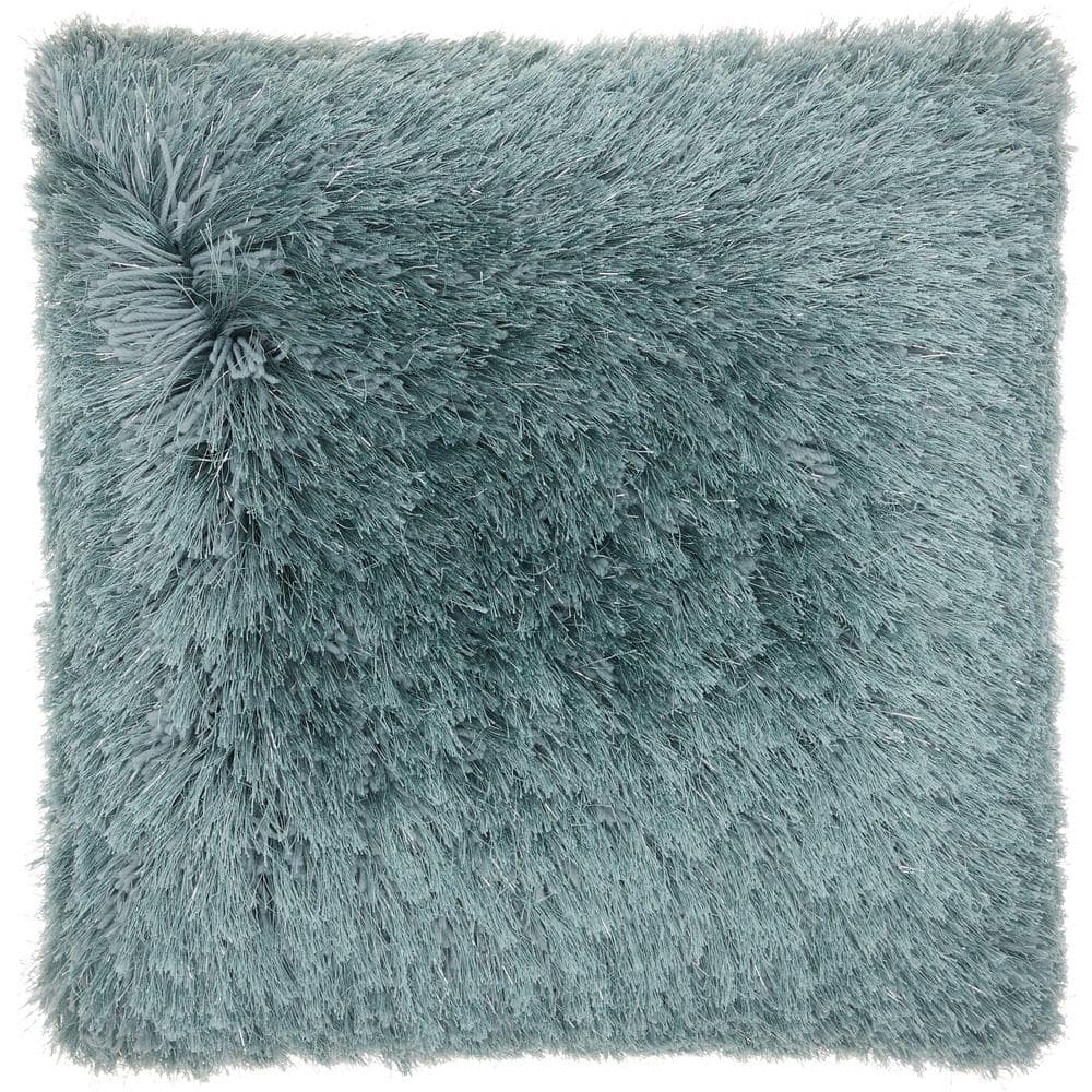 Celadon Shag Square Decorative Throw Pillow 20" x 20"
