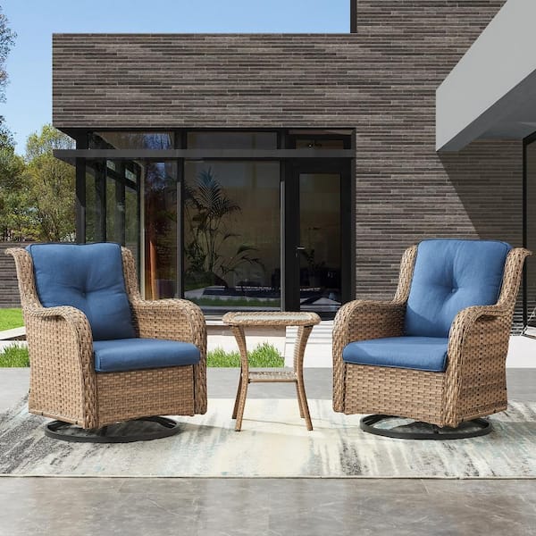 Gymojoy Carolina 3-Piece Wicker Outdoor Conversation Set with Cushions