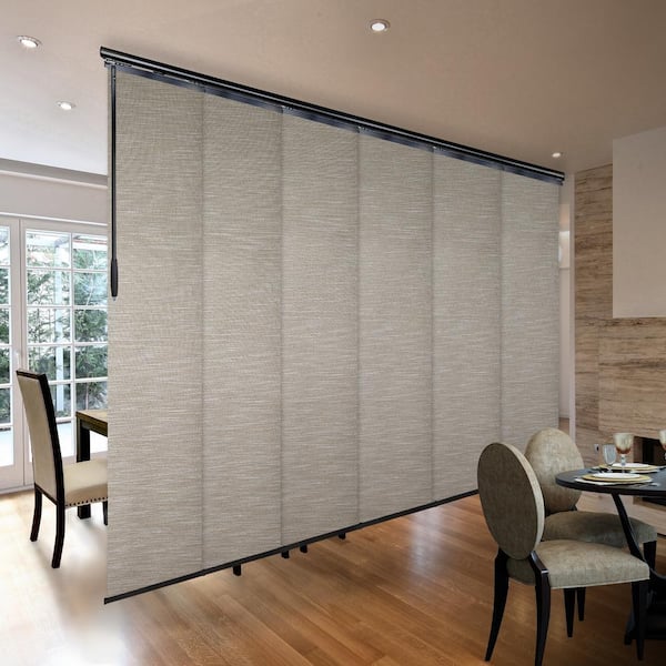 EMOH Hemp 70 in. - 130 in. W x 116 in. L Adjustable 6- Panel Black Single Rail Panel Track with 23.5 in. Slates