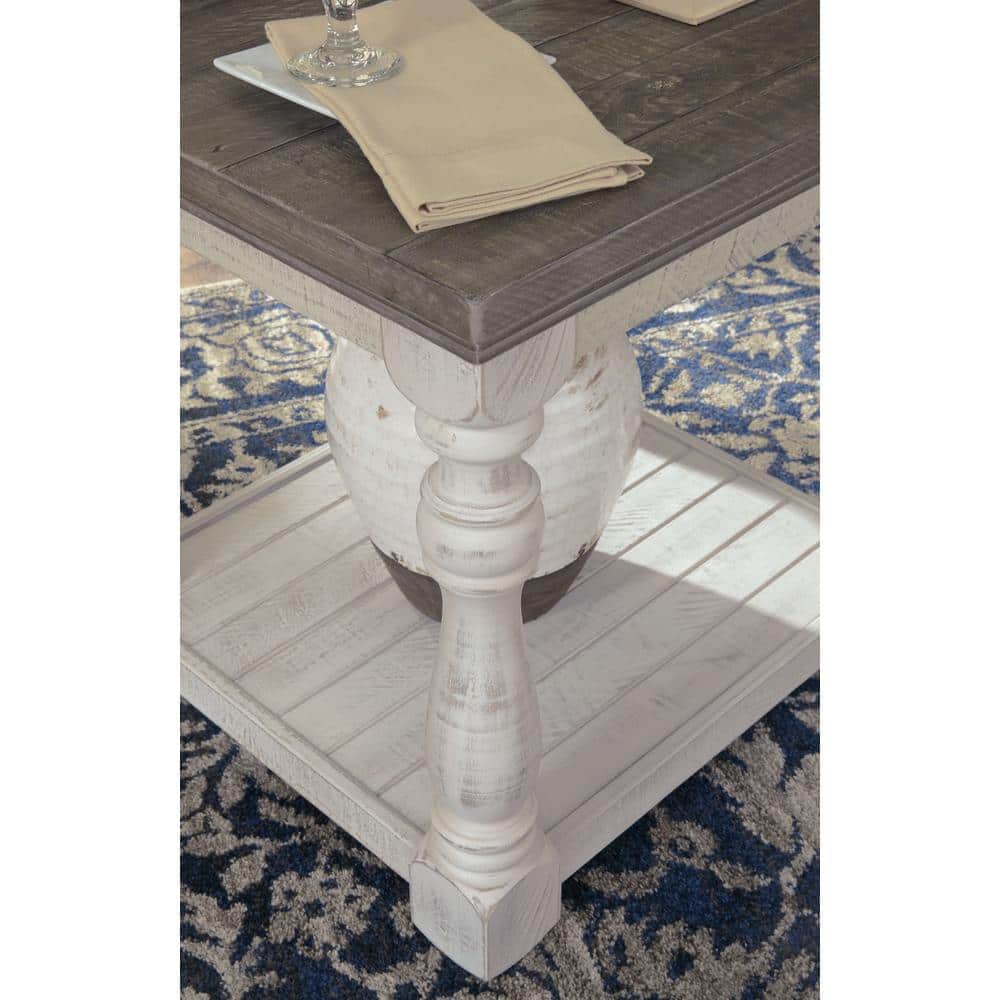 Modern Gray & White Rustic Wood Square End Table