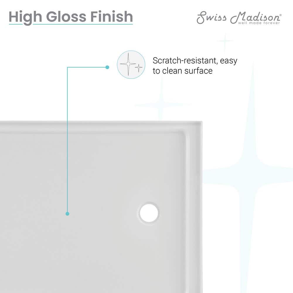 Carre 48" x 36" White Acrylic Single-Threshold Shower Base