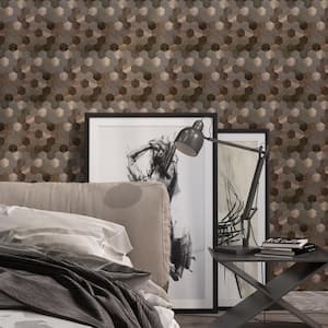 Brushed Bronze Aluminum Mix Hexagons 11.5 in. x 11.5 in. Metal Peel and Stick Tile (7.35 sq. ft./8-Pack)