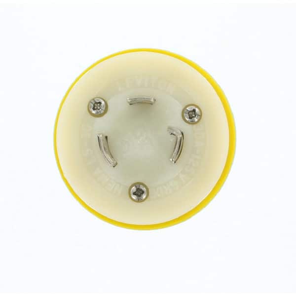 Leviton 30 Amp 125-Volt Wetguard Locking Grounding Plug, Yellow/White