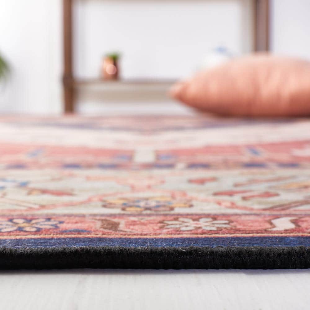 Tucson 5' x 8' Blue and Rust Machine Washable Area Rug