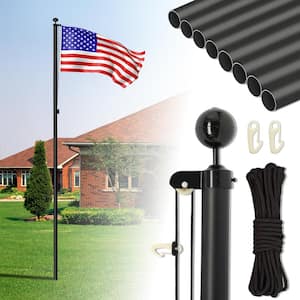 25 ft. Black Aluminum Flagpole with 5 ft. x 2.6 ft. U.S. Flag