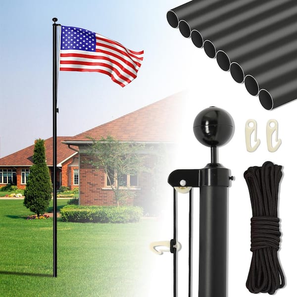 Karl home 25 ft. Black Aluminum Flagpole with 5 ft. x 2.6 ft. U.S. Flag