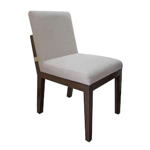 Brown and Beige Polyester Wooden Frame Dining Chair (Set of 2)