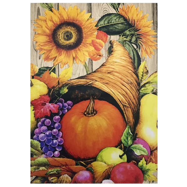 Northlight 12.5 in. x 18 in. Cornucopia and Flowers Autumn Harvest Flag