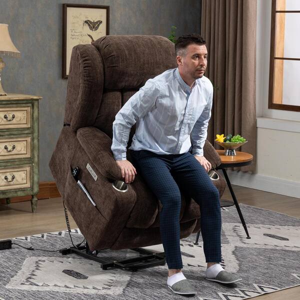 Zero Gravity Costco Massage Chair Sit To Stand Recliner Chair Aisword Brown  Chenille Power Lift Recliner