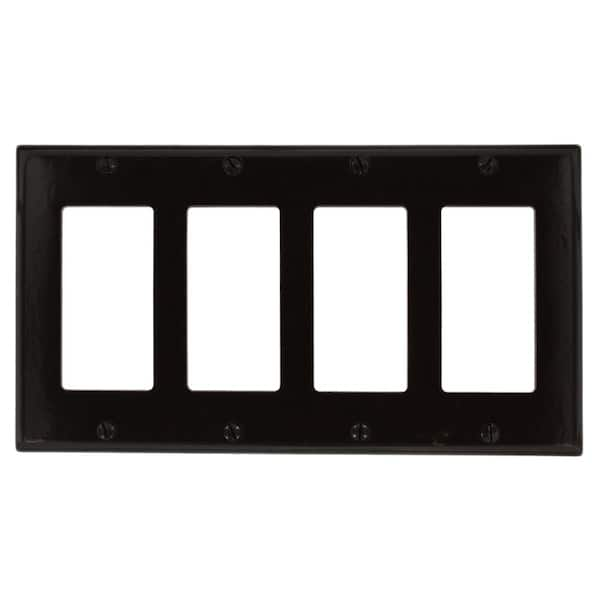 Leviton 4-Gang Brown Decora/Rocker Plastic Standard Wall Plate (1-Pack) 80412