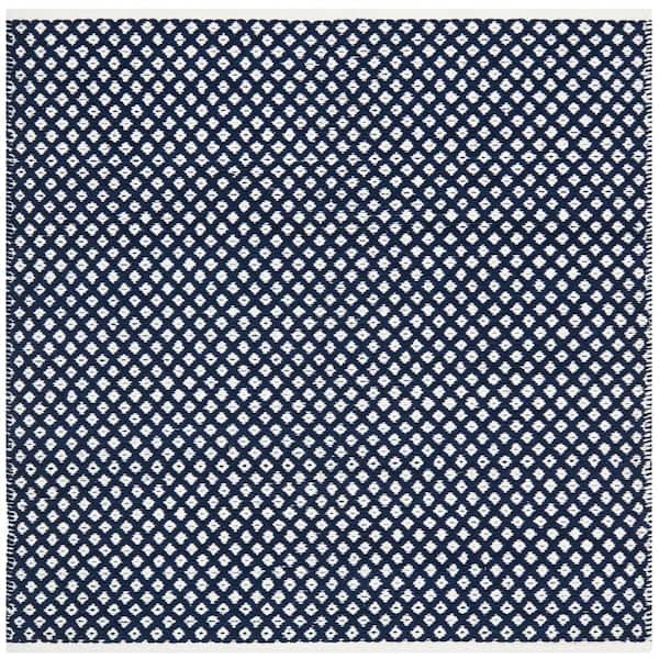 SAFAVIEH Boston Navy 4 ft. x 4 ft. Square Diamonds Geometric Area Rug