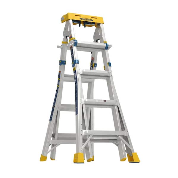 Werner 18ft Reach Aluminum 6-in-1 Multi-Max Pro Multi-Position Ladder, 375lbs. Load Capacity Type IAA Duty Rating