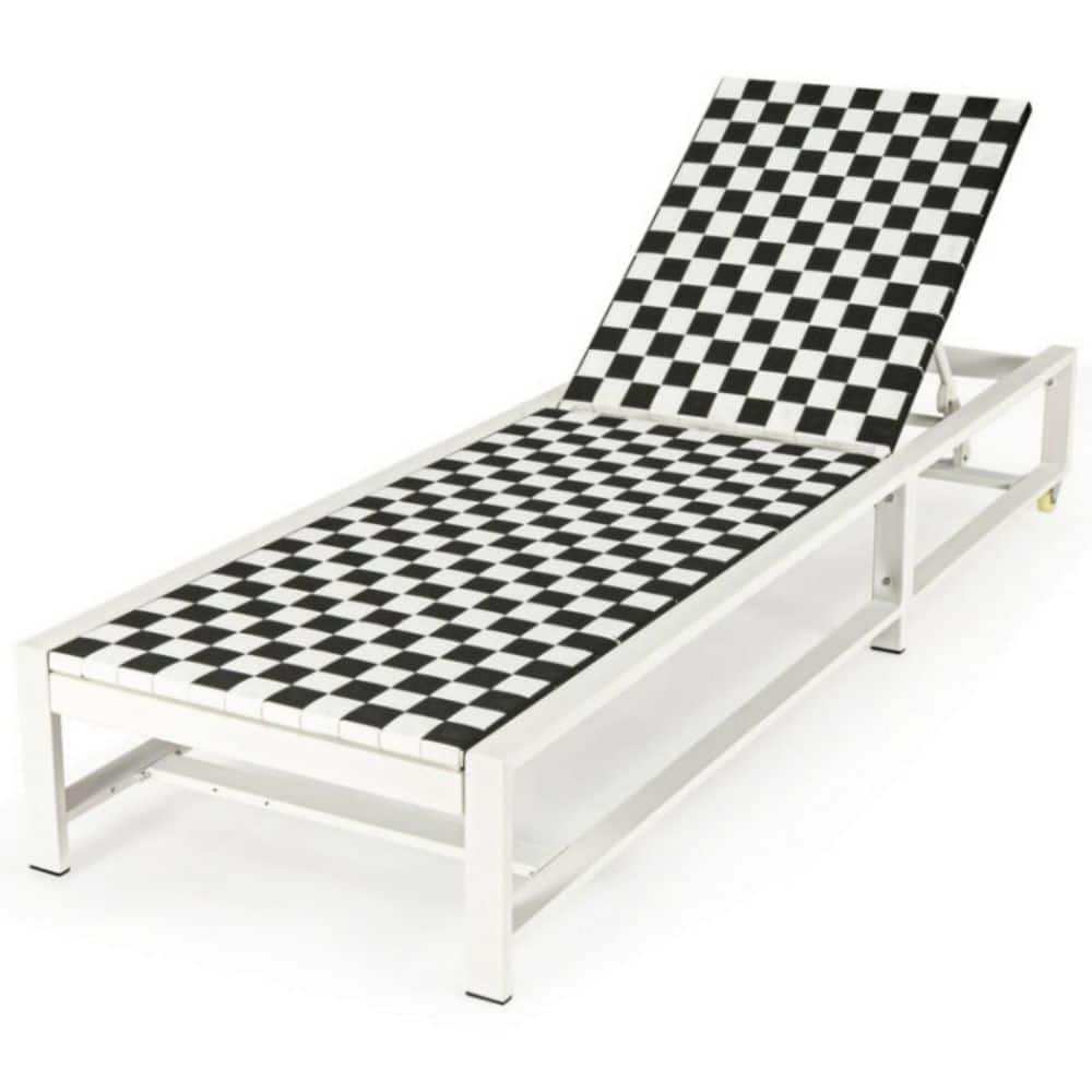 White Matal Outdoor Chaise Lounge Patio Adjustable Reclining Lounge Chair for Garden Deck price history on PriceWatchPro
