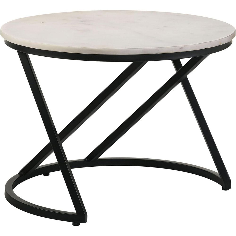 23.75 in. White/Black Round Marble Top Coffee Table price history on PriceWatchPro